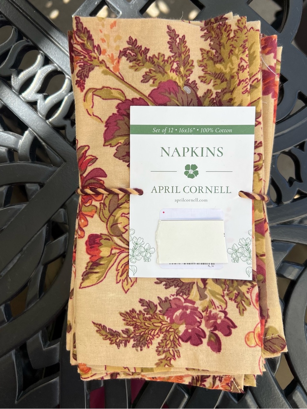 April Cornell Set of 12 Napkins 16x16 100% Cotton Bountiful Harvest